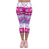 Summer Women Capri Leggings Boho Pink Printing Sexy Mid Leg 3/4 Movement Leggins Fashion Capri Pants
