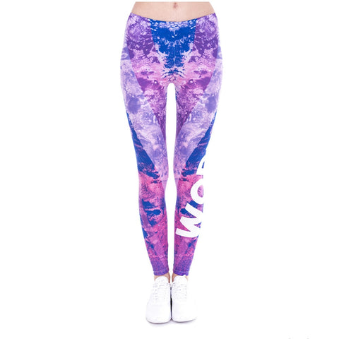 Work Out Woman Marble Stripes Purple Printing Fashion Slim Legging High Waist Women Leggings