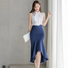 an Queen Summer 2 Pieces Set Women Ruffles Shirts Blouses And High Waist Irregular Ruffles Skirts Korean Office Lady Suit