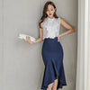an Queen Summer 2 Pieces Set Women Ruffles Shirts Blouses And High Waist Irregular Ruffles Skirts Korean Office Lady Suit