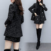 and winter autumn small fragrance two-piece thick suit skirt suit women's plaid jacket casual pants woolen