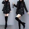 and winter autumn small fragrance two-piece thick suit skirt suit women's plaid jacket casual pants woolen