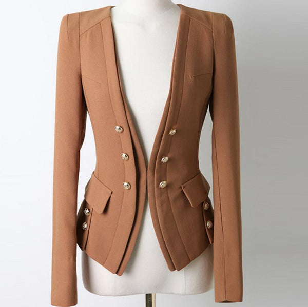 autumn  Blazer Women Long Sleeve double breasted Suit Jacket Office Ladies suit