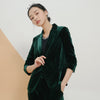 autumn gold velvet women's high-end European and American self-cultivation velvet suit female coat  career small suit jacket