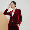autumn gold velvet women's high-end European and American self-cultivation velvet suit female coat  career small suit jacket
