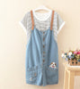 autumn winter new funny female cats embroidery pattern denim jeans overalls women suspenders wide leg Bib boots short jumpsuit