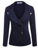 autumn winter office lady work wear blazers double breasted long sleeve solid black white blue grey brown ladies blazer suit