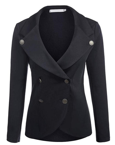 autumn winter office lady work wear blazers double breasted long sleeve solid black white blue grey brown ladies blazer suit