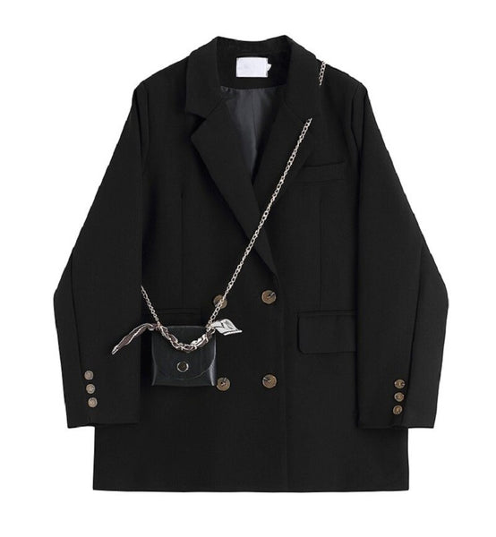 autumn winterVintage Stylish Plus Size Blazer Female Outerwear White Office Lady Blazers Coat Women Black Notched Collar Long Sl