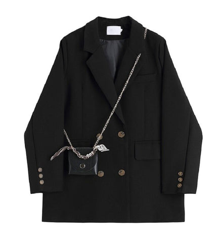 autumn winterVintage Stylish Plus Size Blazer Female Outerwear White Office Lady Blazers Coat Women Black Notched Collar Long Sl