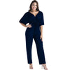 big size 3xl Women Summer Style Sexy Rompers Deep V neck Bandage wide leg Jumpsuits Long Pants Macacao green red pink blue