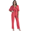 big size 3xl Women Summer Style Sexy Rompers Deep V neck Bandage wide leg Jumpsuits Long Pants Macacao green red pink blue