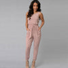 black pink khaki Women long femme Jumpsuits Romper 2022 Elegant Sleeveless backless sexy party pocket slim solid tunic Overalls