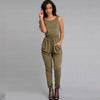 black pink khaki Women long femme Jumpsuits Romper 2022 Elegant Sleeveless backless sexy party pocket slim solid tunic Overalls