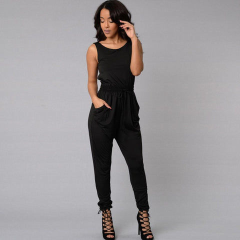 black pink khaki Women long femme Jumpsuits Romper 2022 Elegant Sleeveless backless sexy party pocket slim solid tunic Overalls