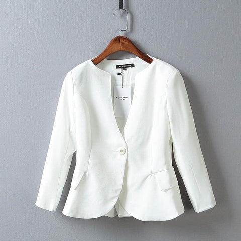 blazer feminino spring autumn korean fashion white coat women blazers and jackets elegant long sleeve back peplum pockets