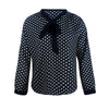 blouses Women Long Sleeve Chiffon Bowknot Shirt Casual V-Neck Dots Top blouse Dropshipping July 0723