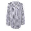 blouses Women Long Sleeve Chiffon Bowknot Shirt Casual V-Neck Dots Top blouse Dropshipping July 0723