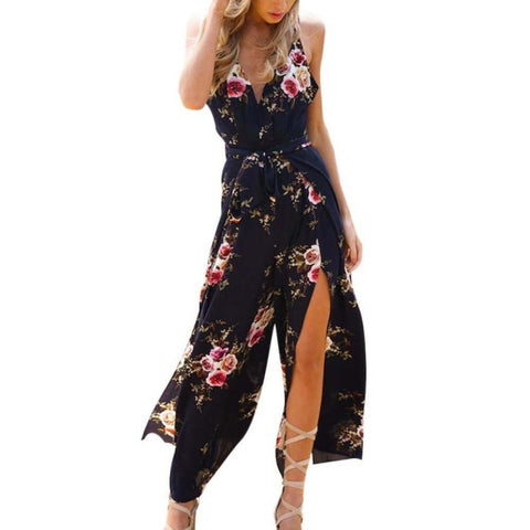 bodysuit women jumpsuit summer women Sleeveless Floral Print Jumpsuit Summer Loose Playsuit Rompers NY/XXL