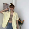casual OL summer women blazers coat 2023 korean trend womens cool short sleeve Thin blazer Double Breasted
