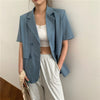 casual OL summer women blazers coat 2023 korean trend womens cool short sleeve Thin blazer Double Breasted