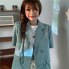 casual OL summer women blazers coat 2023 korean trend womens cool short sleeve Thin blazer Double Breasted