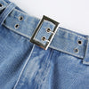 celebrity blogger street snap belt draw string waist splicing in restoring ancient ways straight jeans are female