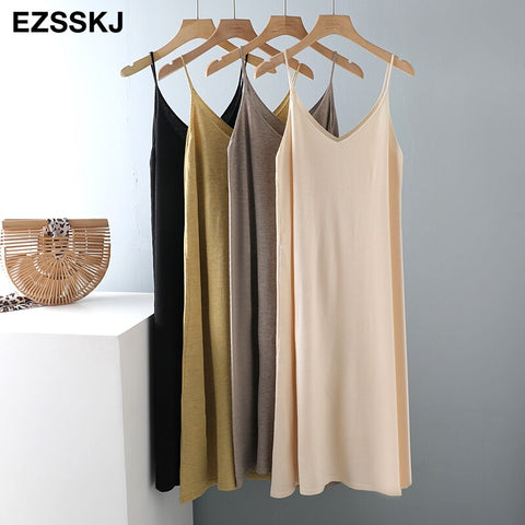 chic A-LINE basic spring summer dress strapless knit dress women loose camisole oversize long dress Female knit maxi dress