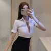 corset summer Women's Clothing sexy club crop top Blouses white v-neck bodycon shirts Ladies Low-cut tops brand new
