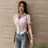 corset summer Women's Clothing sexy club crop top Blouses white v-neck bodycon shirts Ladies Low-cut tops brand new