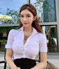 corset summer Women's Clothing sexy club crop top Blouses white v-neck bodycon shirts Ladies Low-cut tops brand new