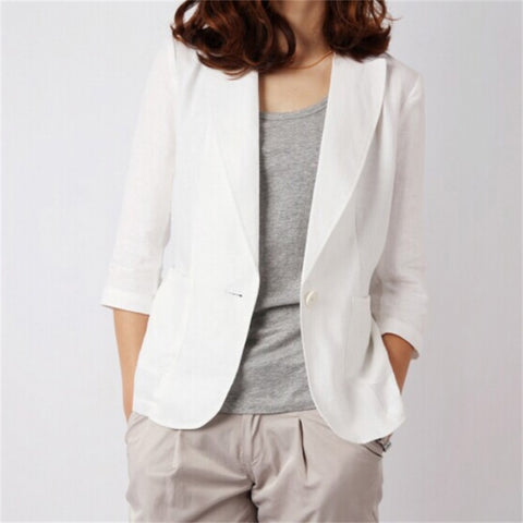 cotton Linen Blazer Feminino 2023 Slim Short Suit Blazers Women Spring Blazer Mujer Casual