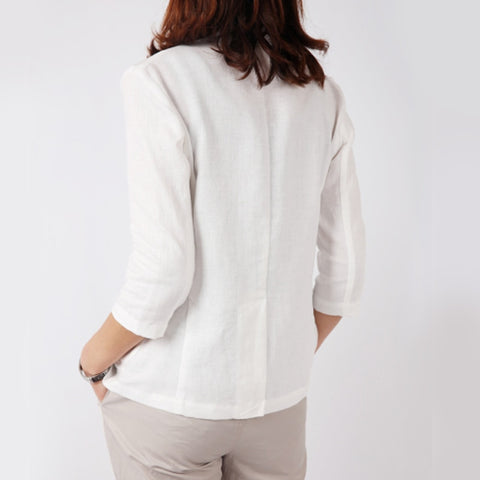 cotton linen small suit short paragraphs three quarters sleeve thin small coat elegant blazer female women clothing
