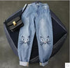 cute cat pattern embroidery women jeans woman push up jeans with high waist mom denim pants femme boyfriend jeans for women