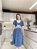 dress for women 2022 Summer French style elegant flower belt  long dress 2372#