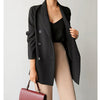 eDressU Women Loose Blazer 2022 Korean Jacket Black Casual Suit Spring Autumn Office Midi Long Business Outwear ZX-9