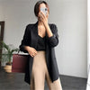 eDressU Women Loose Blazer 2022 Korean Jacket Black Casual Suit Spring Autumn Office Midi Long Business Outwear ZX-9