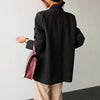 eDressU Women Loose Blazer 2022 Korean Jacket Black Casual Suit Spring Autumn Office Midi Long Business Outwear ZX-9