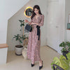 elegant print A line Dress one piece korean ladies autumn winter Sexy long Sleeve cabaret party maxi Dresses for women