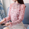fashion woman blouses 2022 long sleeve lace women's shirt hollow out floral clothing loose beading feminine blouse 0795 30