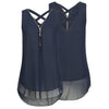 Plus size 5XL summer tops for women 2022 Loose Sleeveless Solid Tunic Tank Top Cross Back Hem Layed Zipper V-Neck Vest