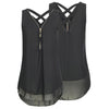 Plus size 5XL summer tops for women 2022 Loose Sleeveless Solid Tunic Tank Top Cross Back Hem Layed Zipper V-Neck Vest