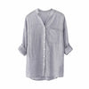 Summer shirt Women Stand Collar Long Sleeve Shirt Casual Blouse Button Down Tops Plus Size Casual Shirt Top