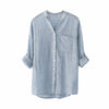 Summer shirt Women Stand Collar Long Sleeve Shirt Casual Blouse Button Down Tops Plus Size Casual Shirt Top