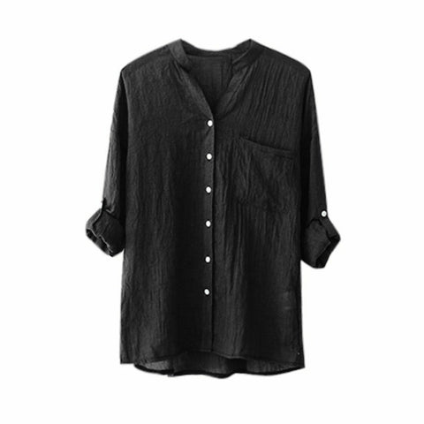 Summer shirt Women Stand Collar Long Sleeve Shirt Casual Blouse Button Down Tops Plus Size Casual Shirt Top