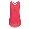 tank top women 2022 chiffon sexy top v-neck Hollow Out fashion casual solid sleeveless loose tank top women summer vest