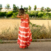 female Beach Summer Sling Dress sexy V collar Holiday Long Dress woman Elegant Tie dye Vacation Loose Dresses