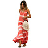 female Beach Summer Sling Dress sexy V collar Holiday Long Dress woman Elegant Tie dye Vacation Loose Dresses