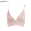 Bralette Crop Top Summer Sexy Pink Strappy Suede Cami Camisole Women Tops 2022 T1397