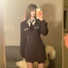 girl student shirt skirt College style waist slim tie dress Rac